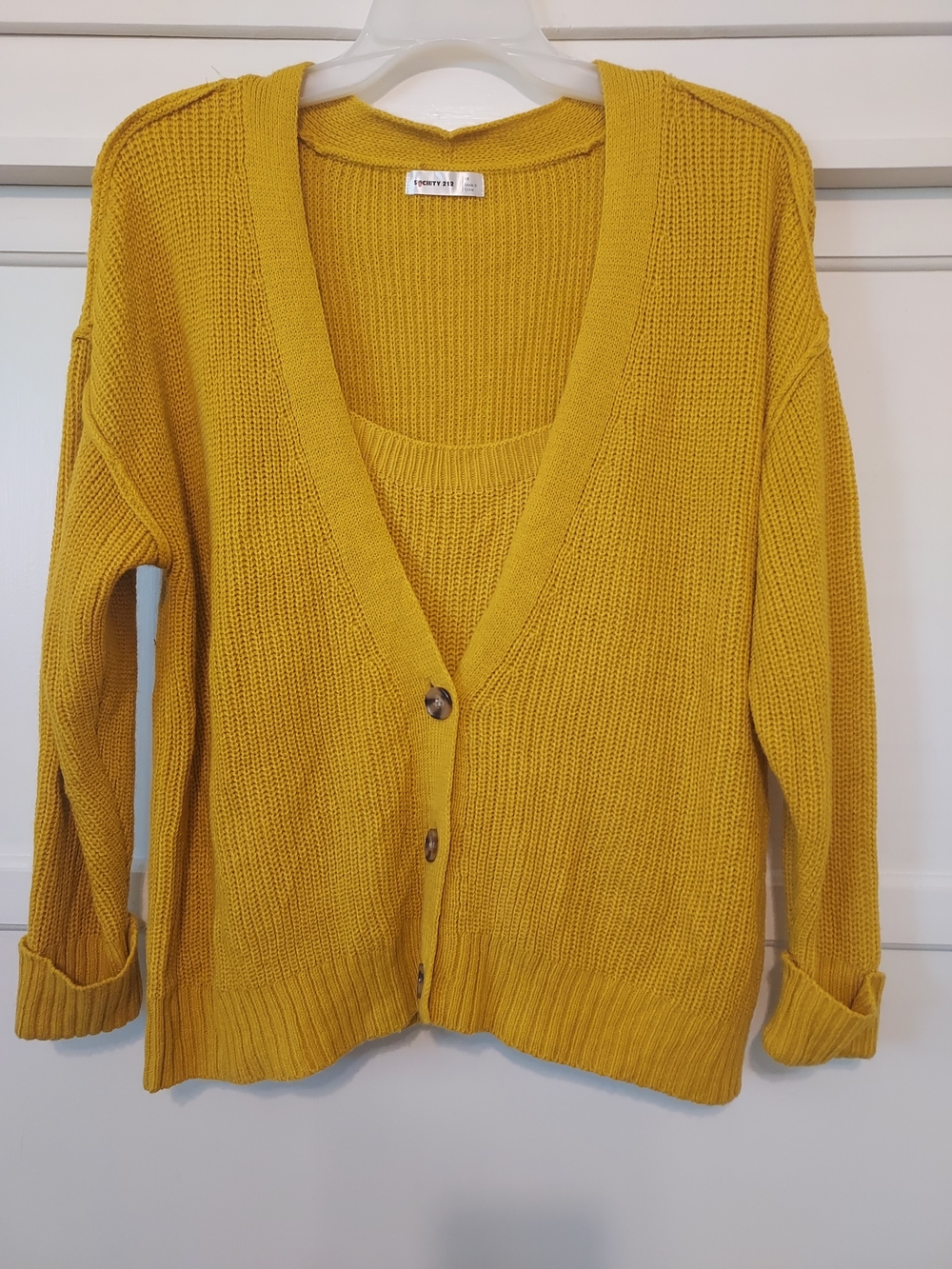 Society 212 Mustard Knit Cardigan & Tank Matching Set 1X Spring